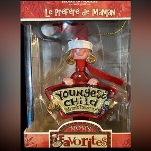 Kurt Adler Red and Gold Moms Youngest Child Ornament